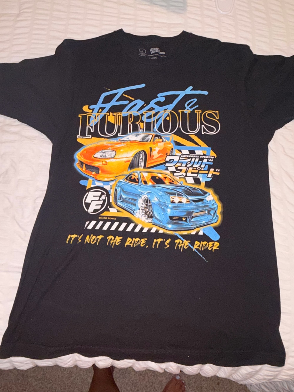 Graphic Tee - Black with Blue and Orange Cars